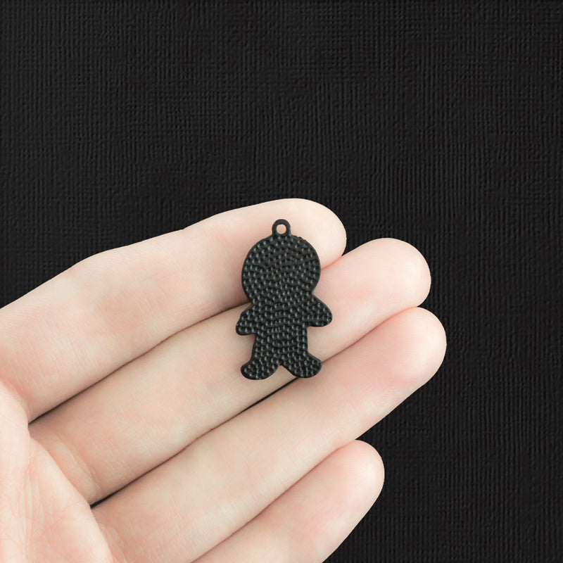 2 Halloween Mummy Black Enamel Charms - E1329