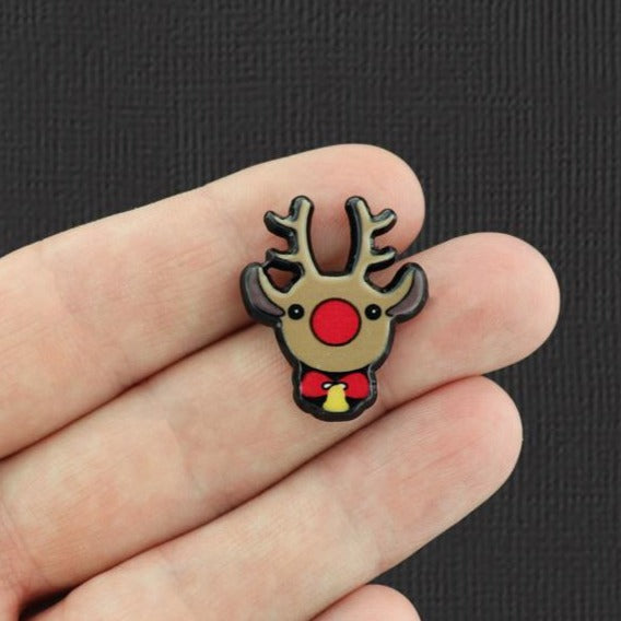 10 Reindeer Acrylic Cabochon Charms 26mm x 22mm - XC140