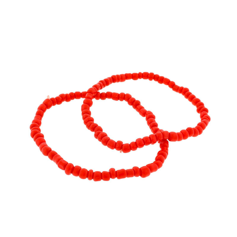 Bracelets en Perles de Verre - 65mm - Rouge - 5 Bracelets - BB107