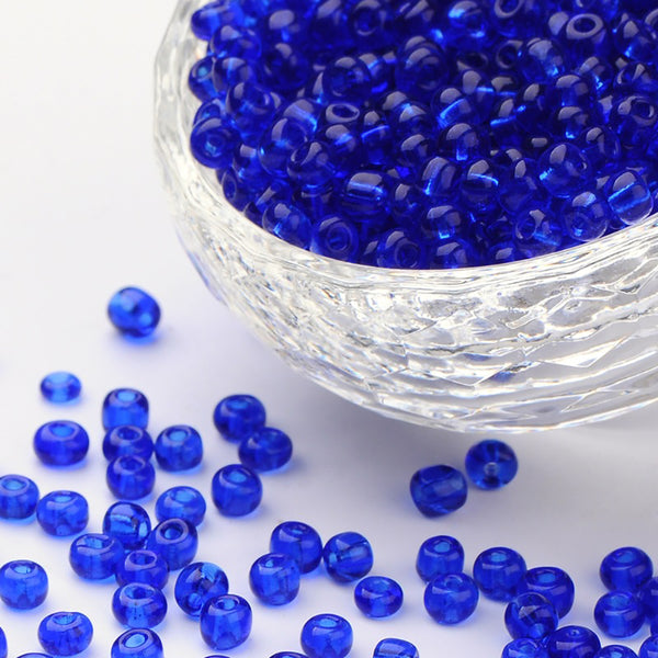 Perles de Verre Rocailles 6/0 4mm - Bleu Royal - 50g 496 perles - BD1282