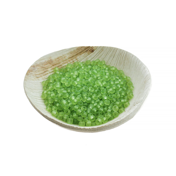 Perles de verre rocailles 6/0 4mm - Vert clair givré - 50g 500 perles - BD1265