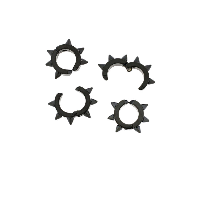 Manchette de boucle d'oreille en acier inoxydable noir - pointes géométriques - 19 mm x 13 mm - 1 pièce - ER613
