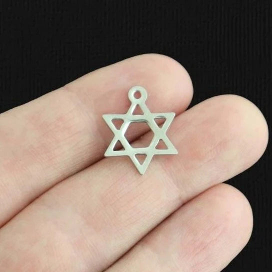 BULK 60 Star of David Stainless Steel Charms 2 Sided - SSP495