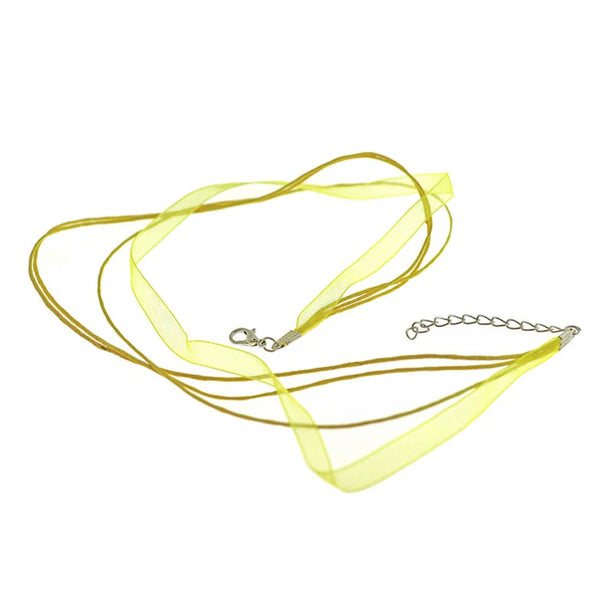 Yellow Organza Ribbon Necklaces 17" Plus Extender - 6mm - 5 Necklaces - N168
