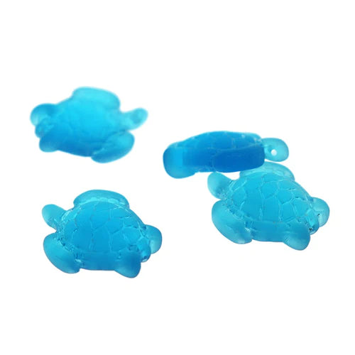 BULK 5 Turquoise Turtle Cultured Sea Glass Charms - U047