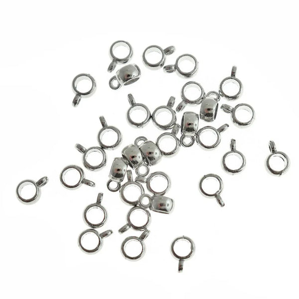 Bail Beads 9mm x 6mm - Antique Silver Tone - 100 Beads - FD832