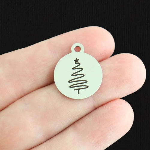 Christmas Tree Stainless Steel Charms - BFS001-7927
