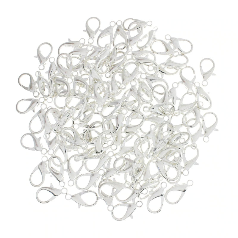 Silver Tone Lobster Clasps 16mm x 8mm - 100 Clasps - FF252