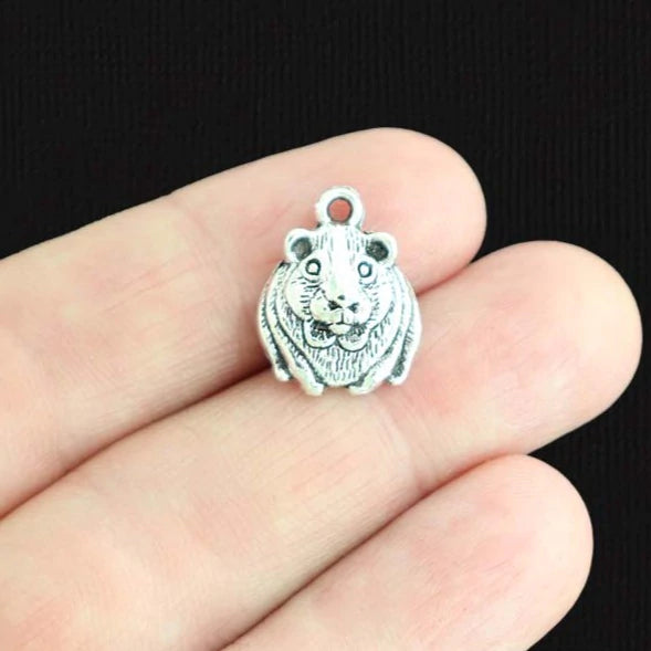 5 Hamster Antique Silver Tone Charms - SC3363