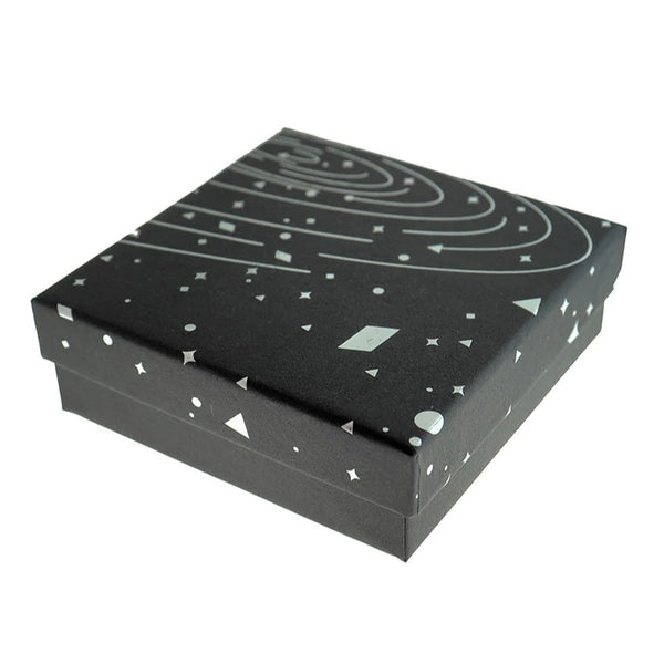 Galaxy Jewelry Box - Black and Silver - 9cm x 9cm - 5 Pieces - TL244