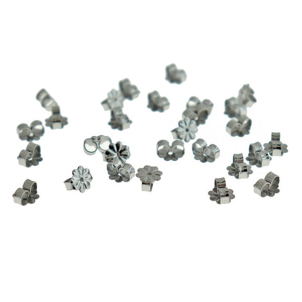 Stainless Steel Earrings Backs - 6.5mm x 6mm - 100 Pieces - FD1075