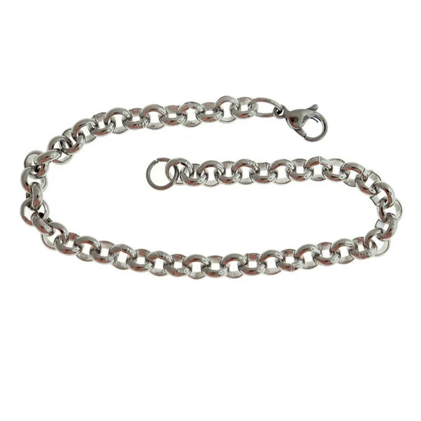 Stainless Steel Cable Chain Bracelets 7.8" - 6mm - 5 Bracelets - N141