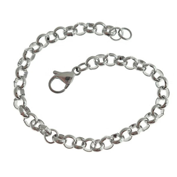 Stainless Steel Cable Chain Bracelets 7" - 5mm - 5 Bracelets - N223