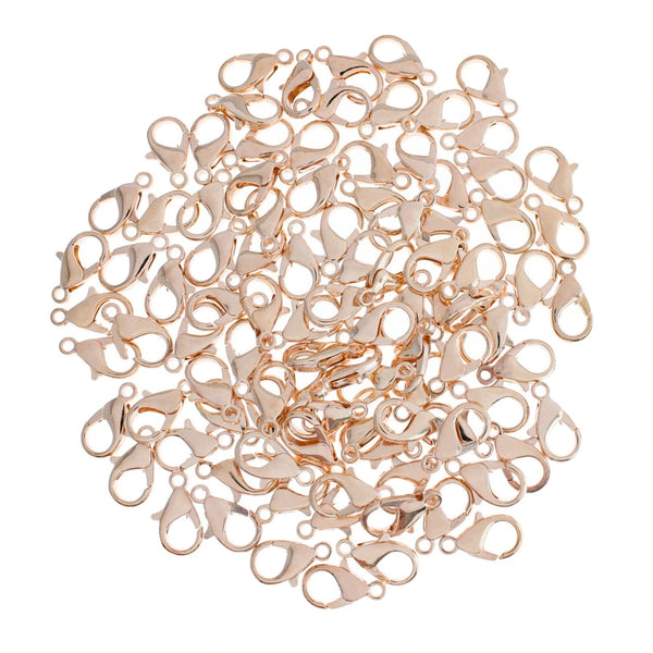 Fermoirs homard ton or rose 14mm x 8mm - 100 fermoirs - FF235