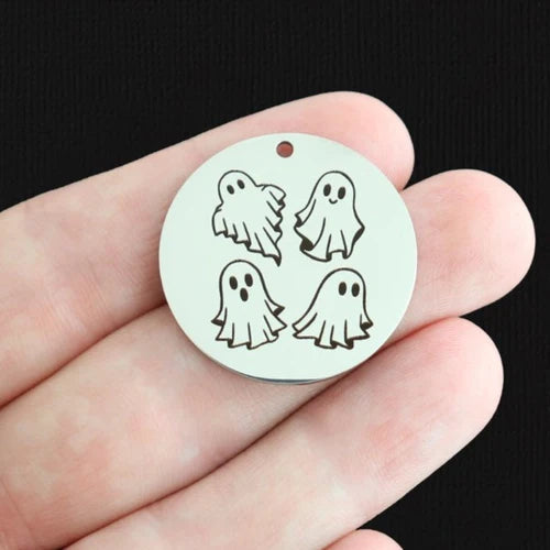 Ghost Stainless Steel 30mm Round Charms - BFS010-7924