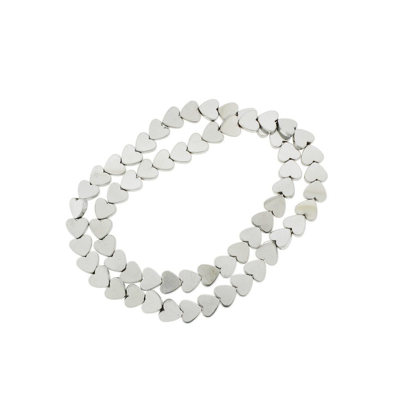 Perles Hématite Coeur 7mm - Argent Métallique - 1 Rang 63 Perles - BD1050