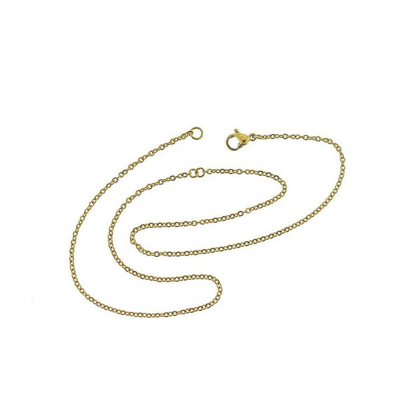Gold Stainless Steel Cable Chain Connector Necklace 14.5" - 2mm - 1 Necklace - N630