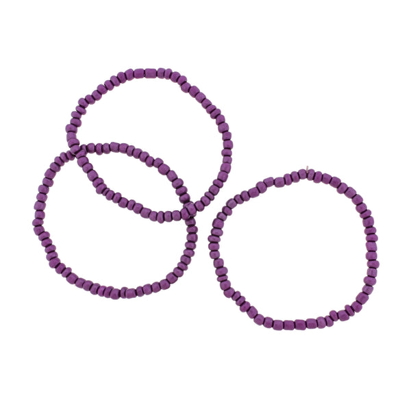 Seed Glass Bead Bracelets - 65mm - Royal Purple - 5 Bracelets - BB248