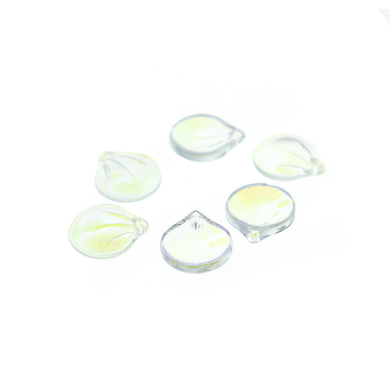 10 breloques en verre de pétale de fleur d'opale - Z1268