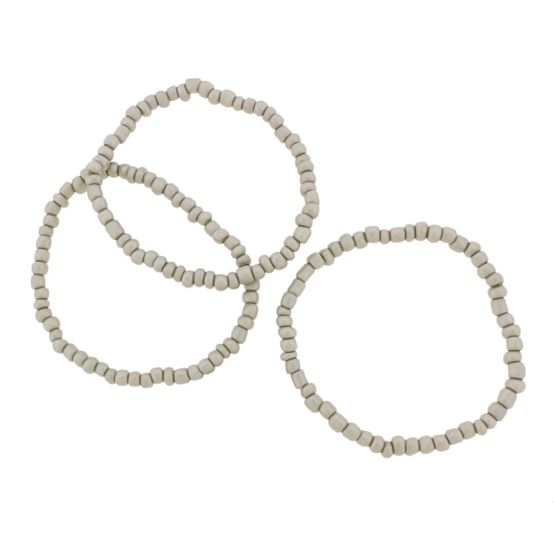 Bracelets en Perles de Verre - 65mm - Gris - 5 Bracelets - BB105
