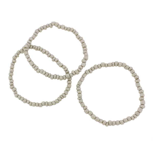 Bracelet Perles de Verre Graines - 65mm - Gris - 1 Bracelet - BB105