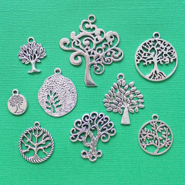 Tree of Life Charm Collection Antique Silver Tone 9 Charms - COL058