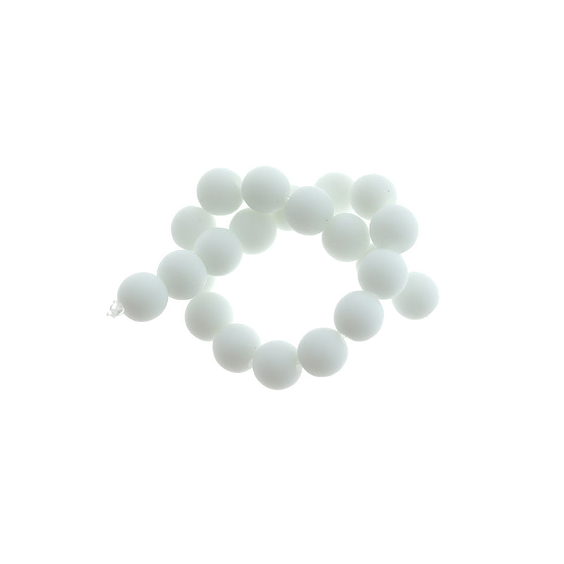 Round Cultured Sea Glass Beads 10mm - White - 1 Strand 19 Beads - U190
