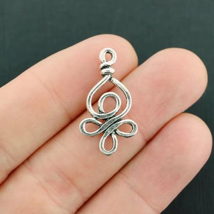 6 Celtic Knot Antique Silver Tone Charms 2 Sided - SC6798