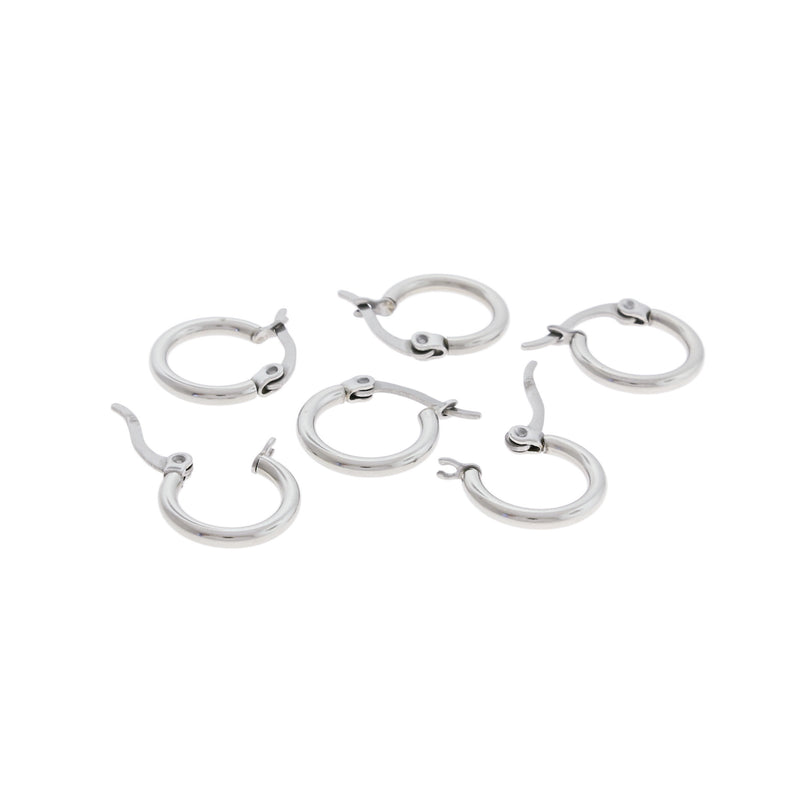 Hoop Earrings - Stainless Steel - Lever Back 14mm - 10 Pieces 5 Pairs - FD598