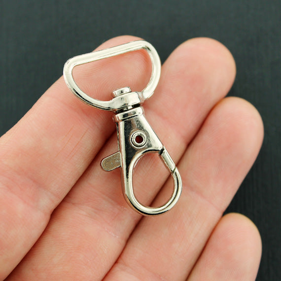 Silver Tone Key Rings with Swivel Lobster Clasp - 40mm x 24mm - 6 Pieces - Z922