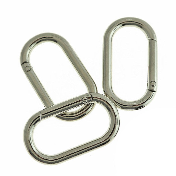 Silver Tone Oval Spring Gate Clasps 44mm x 25mm - 4 Clasps - FD1070