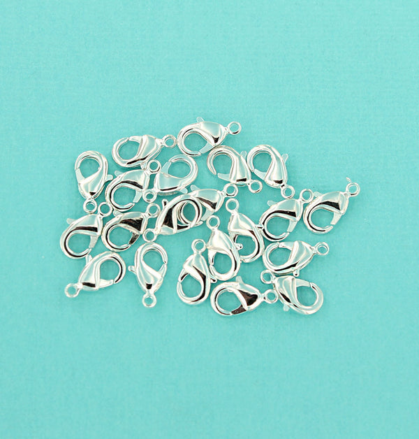 Silver Tone Lobster Clasps 12mm x 7.5mm - 10 Clasps - FF254