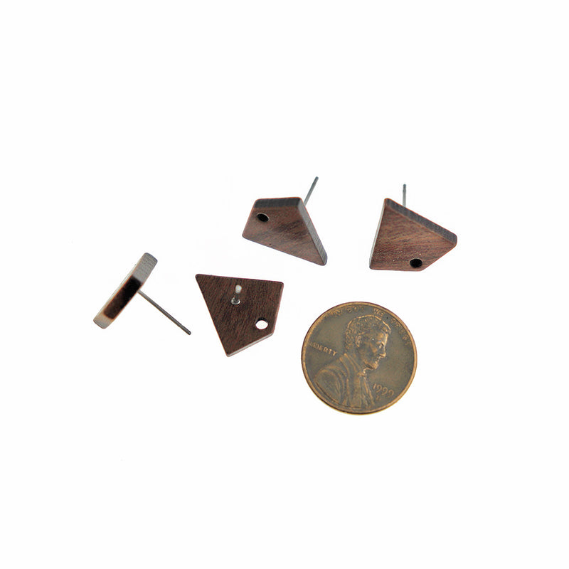 Boucles d'oreilles en bois en acier inoxydable - Goujons - 16 mm x 15,5 mm - 2 pièces 1 paire - ER576