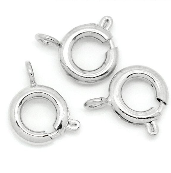Silver Tone Spring Clasps 10mm x 9mm - 10 Clasps - FD105