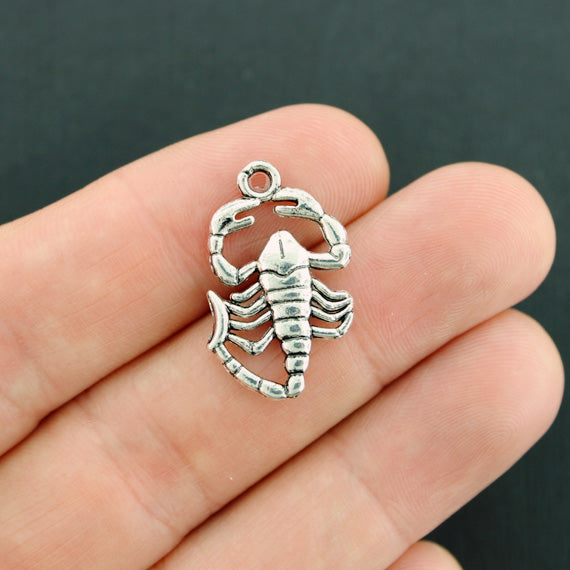 4 Scorpion Antique Silver Tone Charms 2 Sided - SC5857