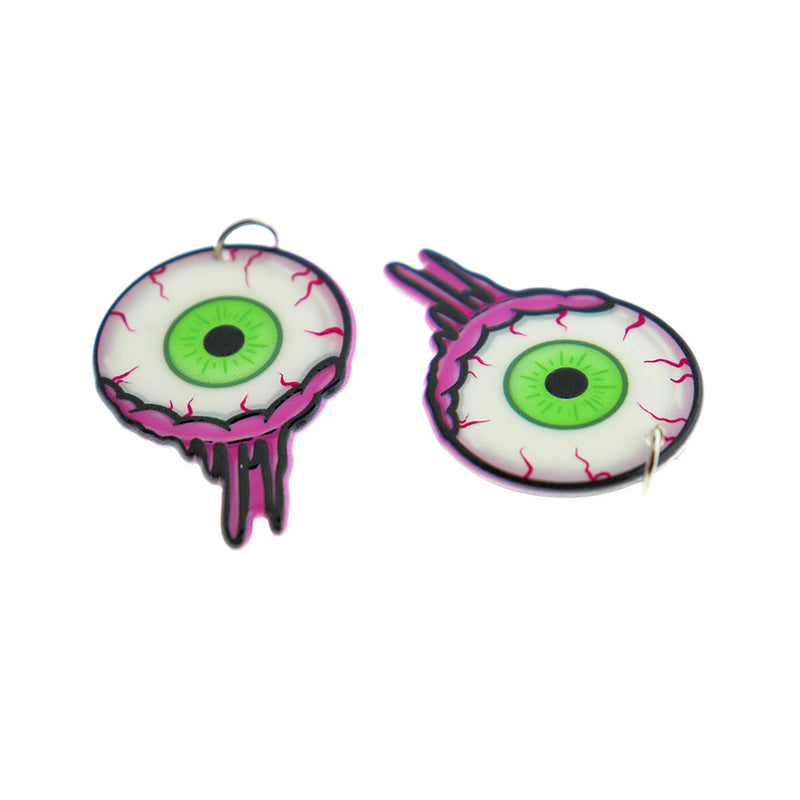 Zombie Eyeball Acrylic Charm 2 Sided - K618