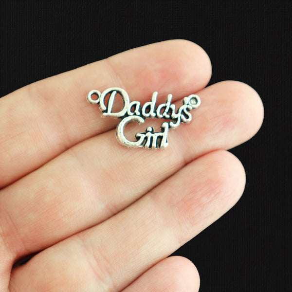 4 Daddy's Girl Connector Antique Silver Tone Charms- SC421