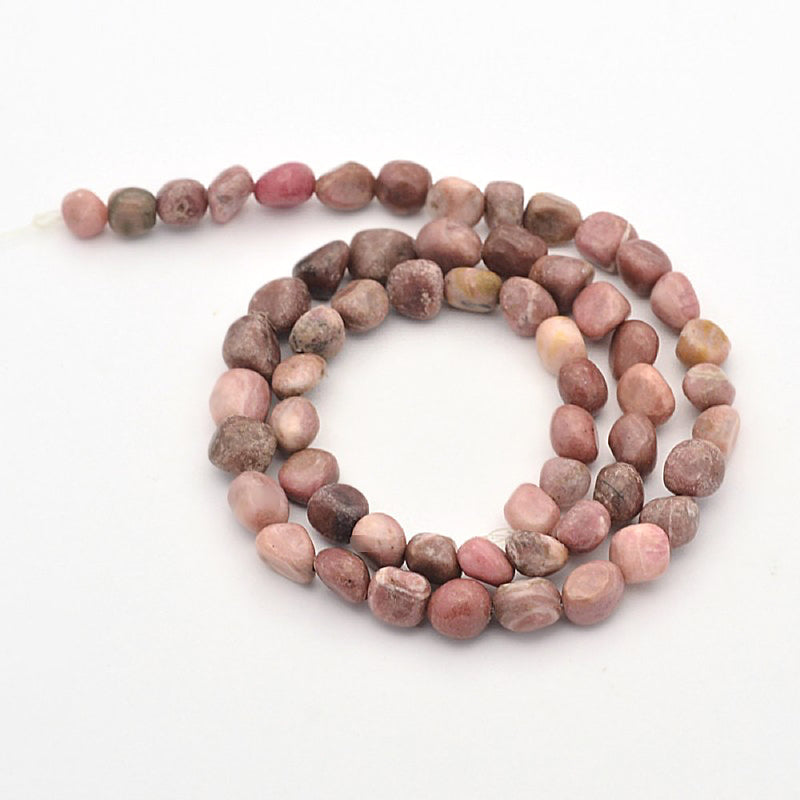 Nugget Natural Rhodonite Beads 6mm - Soft Pinks - 1 Strand 58 Beads - BD877