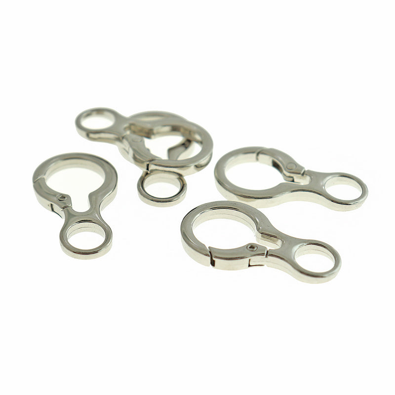 Silver Tone Spring Gate Clasps 38mm x 21mm - 4 Clasps - FD1072