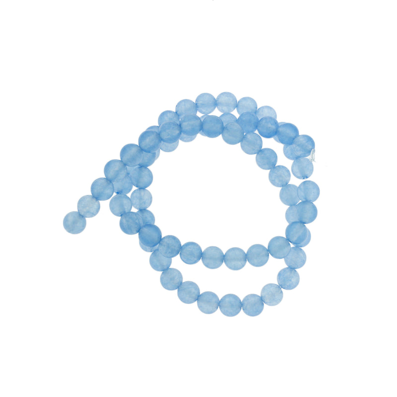 Perles de pierres précieuses de calcédoine bleue naturelle de 6 mm - Fil complet environ 60 perles - BD1555