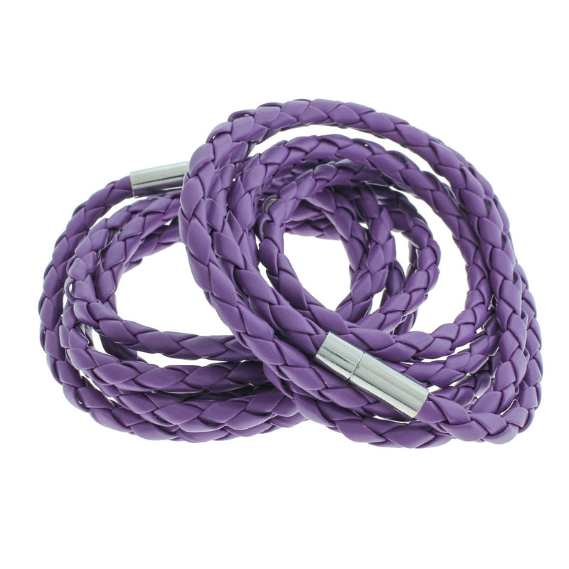 Bracelet Wrap Simili Cuir Violet 40.1" - 4mm - 1 Bracelet - N786