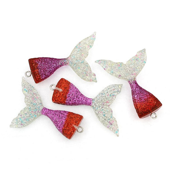 2 Mermaid Tail Resin Charms 2 Sided - K301