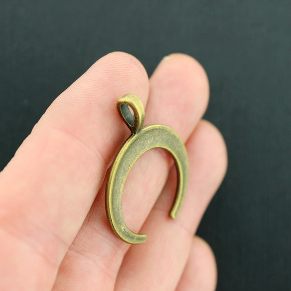 2 Crescent Moon Antique Bronze Tone Charms 2 Sided - BC505