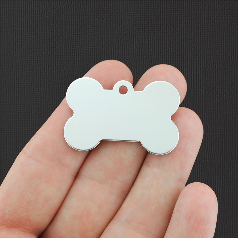 Dog Bone Stamping Blanks - Silver Aluminum - 25mm x 38mm - 4 Tags - FD766