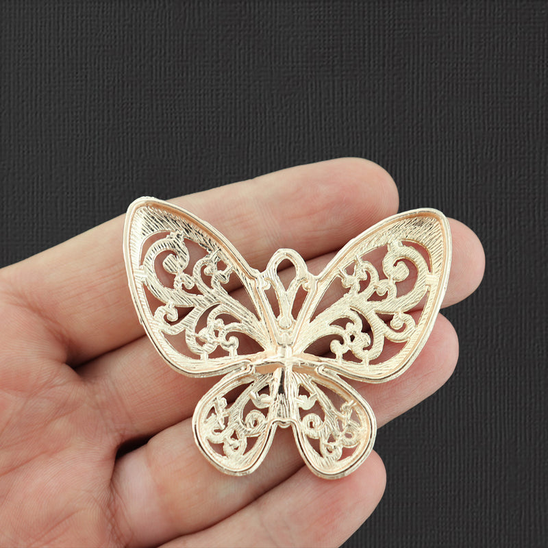 Filigree Butterfly Rose Gold Tone Charm - GC714