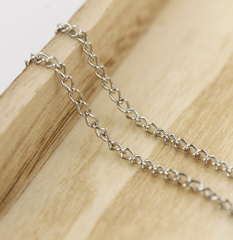 Antique Silver Tone Curb Chain Necklace 18" - 2.5mm - 12 Necklaces - N485