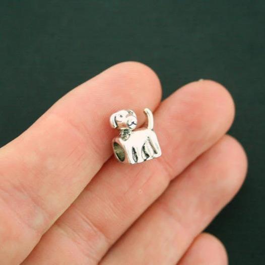 Dog Spacer Beads 13mm x 9mm - Silver Tone - 4 Beads - SC7285