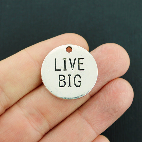 VENTE 4 breloques Live Big ton argent antique - SC7695