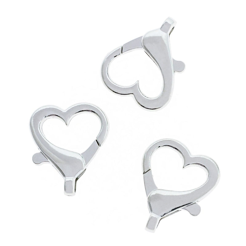 Heart Silver Tone Lobster Clasp Key Rings - 26mm - 4 Pieces - FD1025