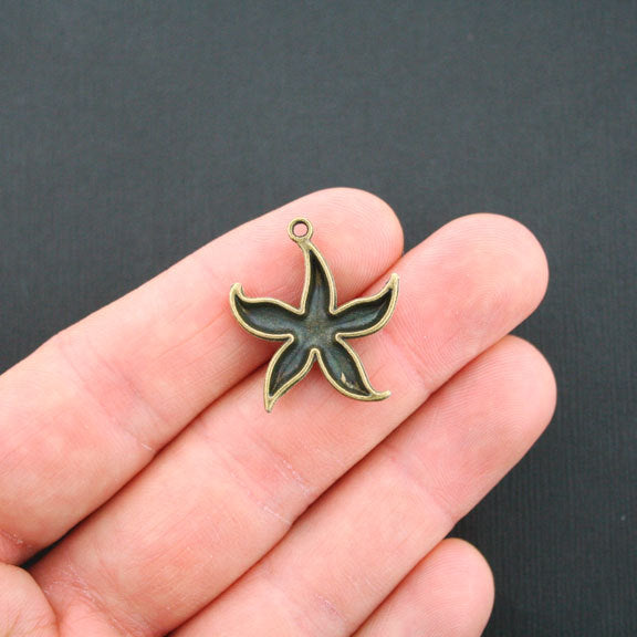 8 Starfish Antique Bronze Tone Charms - BC793